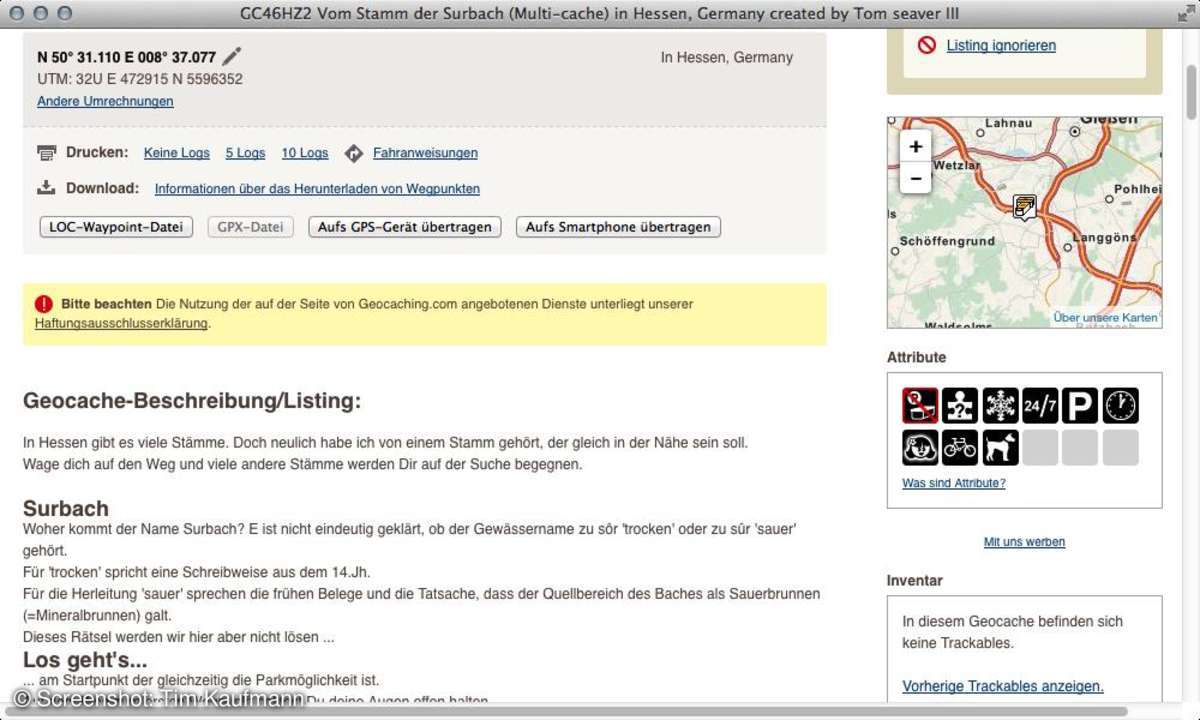 Geocaching.com Screenshot