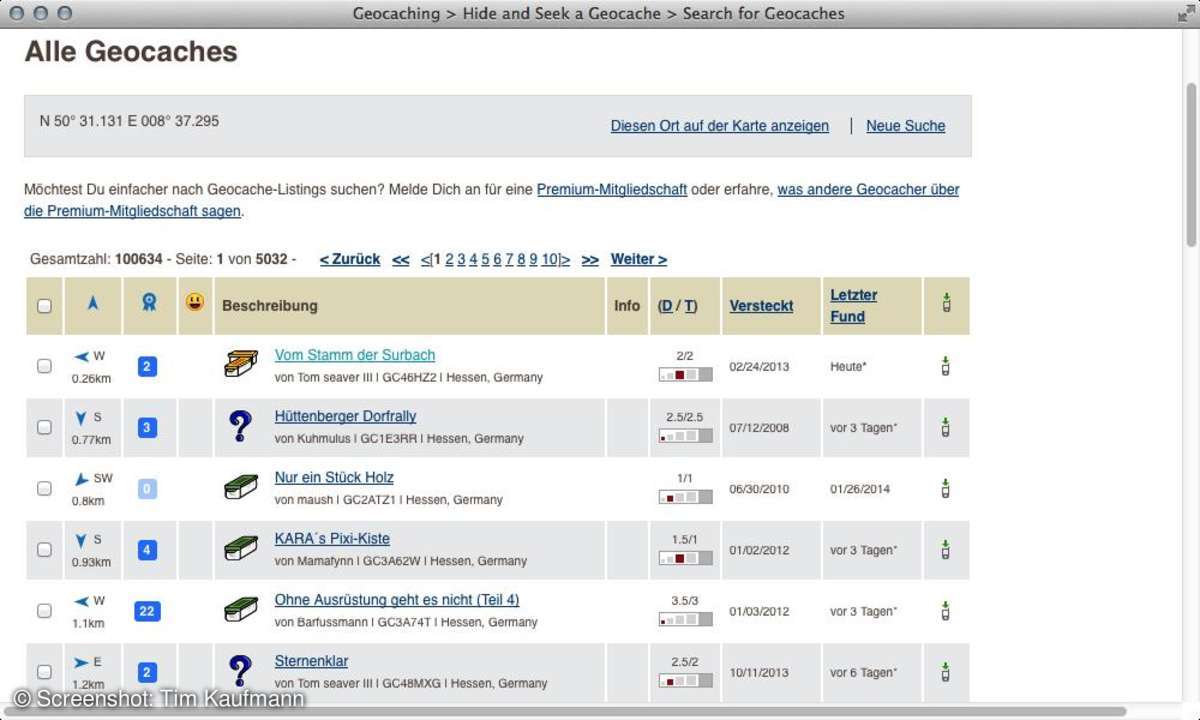 Geocaching.com Screenshot