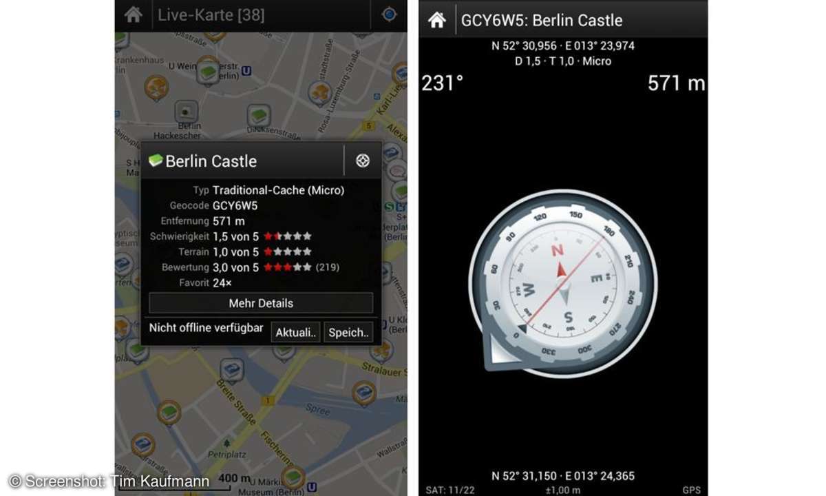 c:geo für Android Screenshot