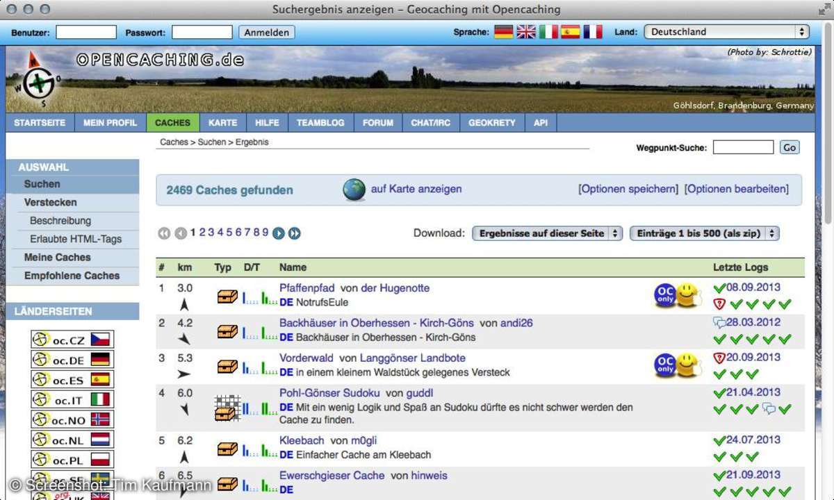 Opencaching.de Screenshot