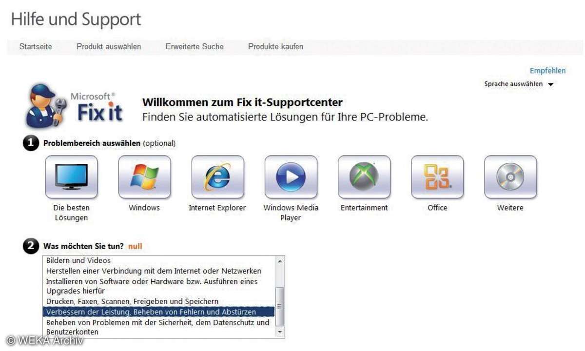 Willkommen zum Fix-it Supportcenter