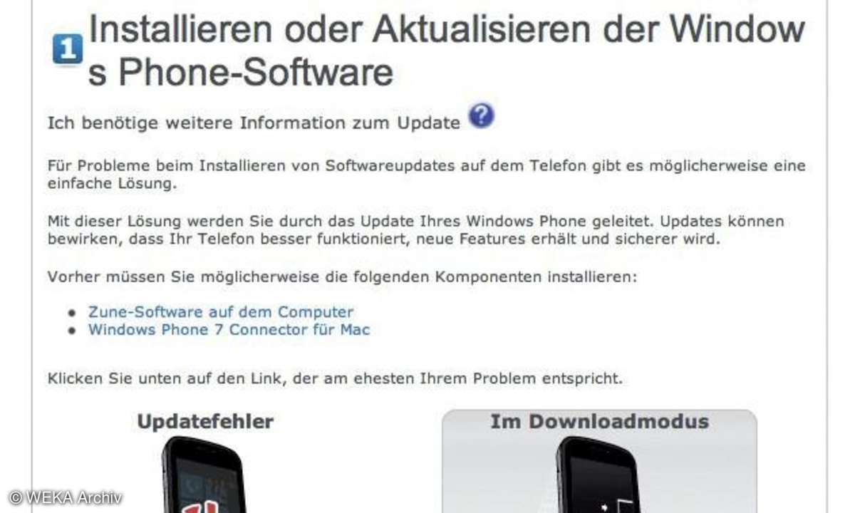 Installieren oder Aktualisieren der Windows Phone-Software