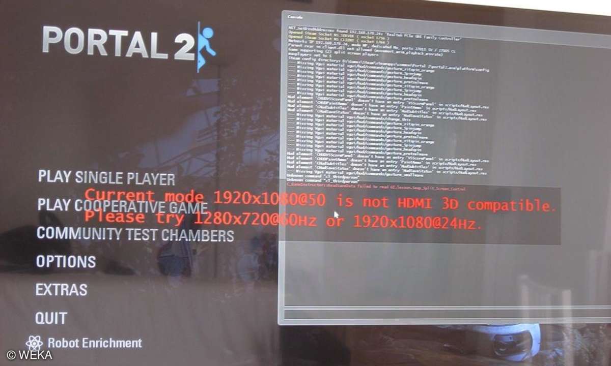Bei der Testversion von 3DTV Play können sie den 3D-Modus lediglich in 1.920 x 1.080 mit 24 Hertz oder in 1.280 x 720 mit 60 Hertz genießen.