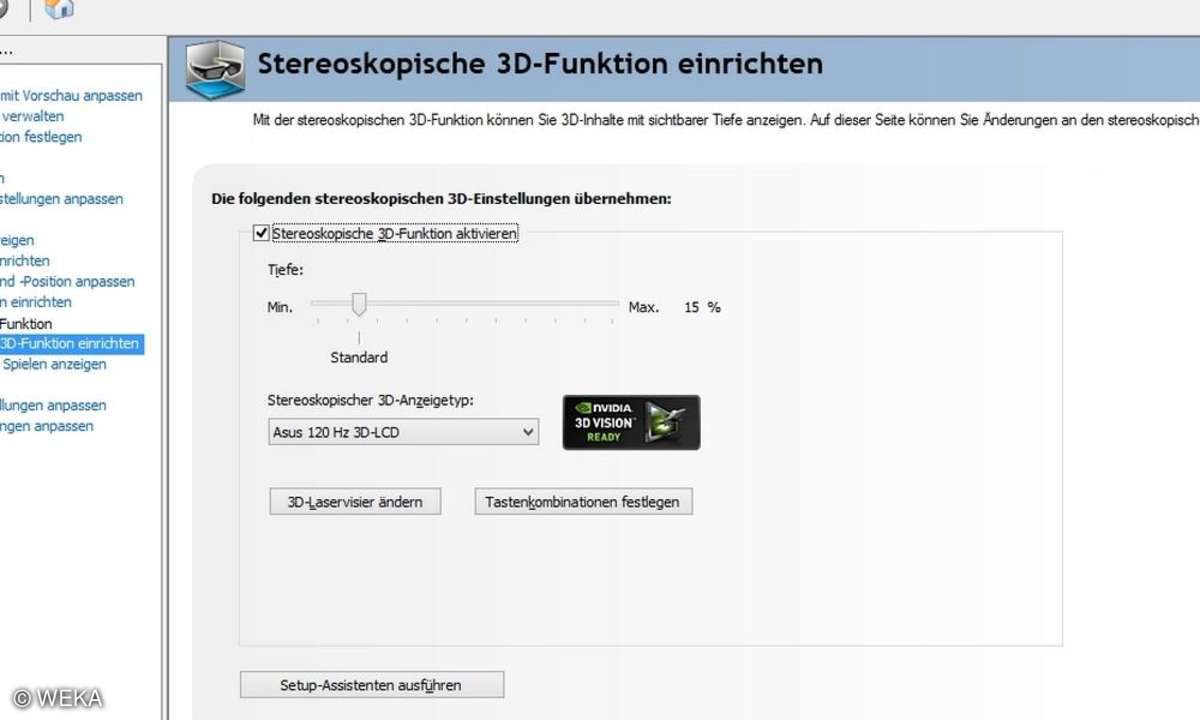 In der Systemsteuerung sehen Sie alle wichtigen Einstellungen und Kalibrierungen.