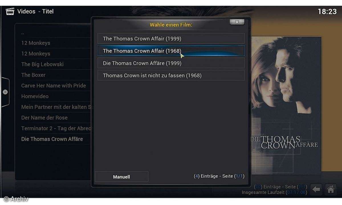Screenshot XBMC Thomas Crown Affäre