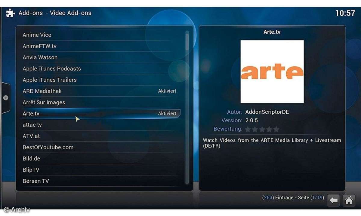 Screenshot XBMC Arte