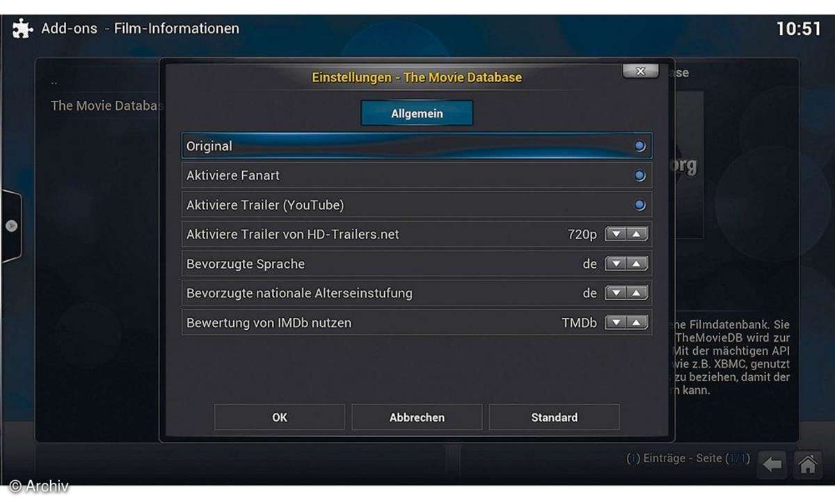 Screenshot XBMC Extras