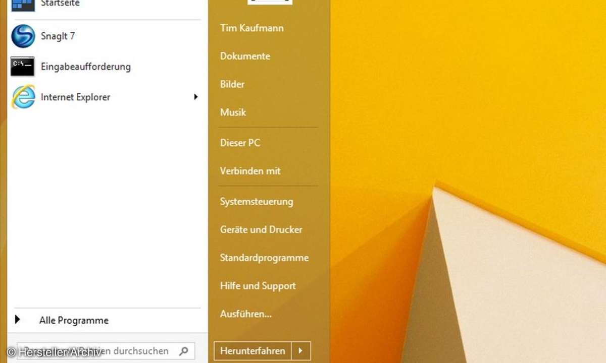 Windows 8.1 mit Windows 7 Oberfläche