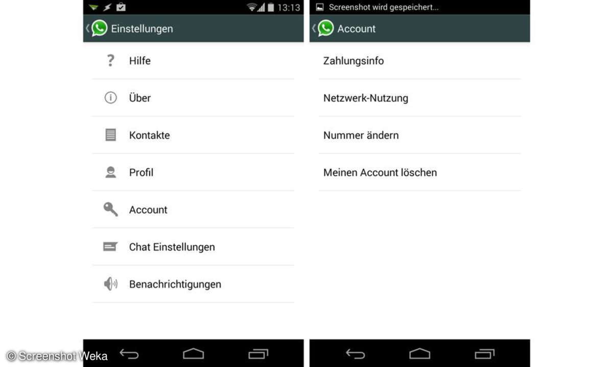 WhatsApp-Account löschen