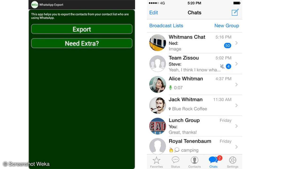 WhatsApp-Kontakte sichern