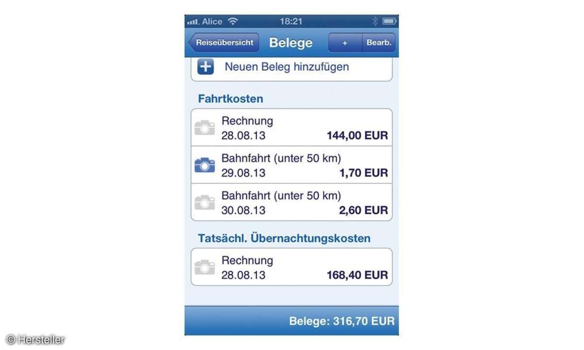 DATALINE Reisekosten,App